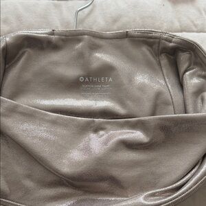 Athleta Metallic Taupe Shine Leggings